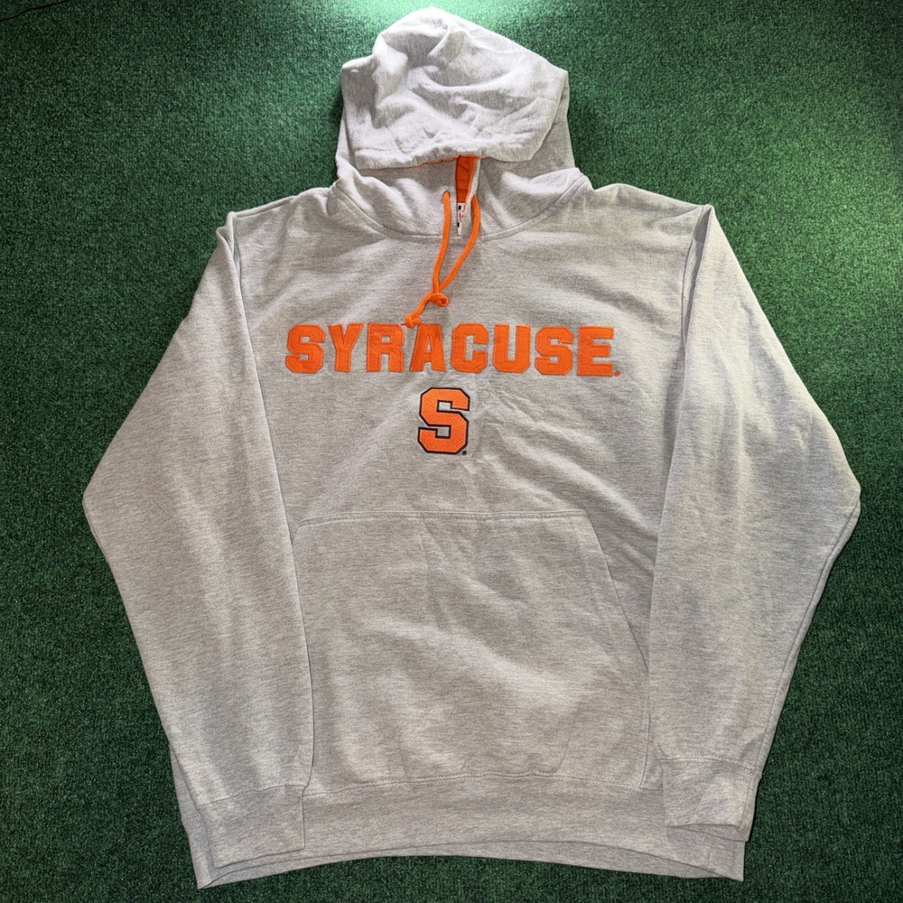 Syracuse Embroidered Pullover Hoodie Men's Large (fit Like XL Oversized) Gray